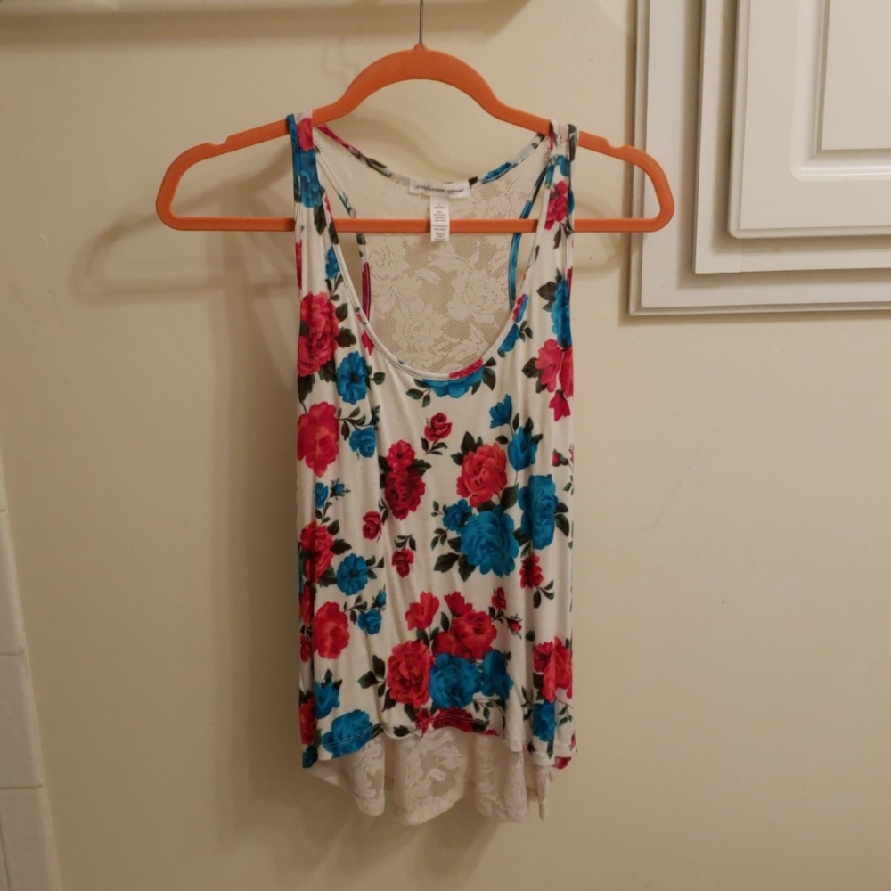 Floral and lace tank top
